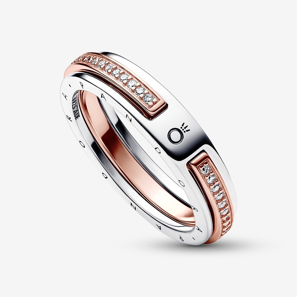 Pandora Signature Two-tone Logo & Pavé Ring