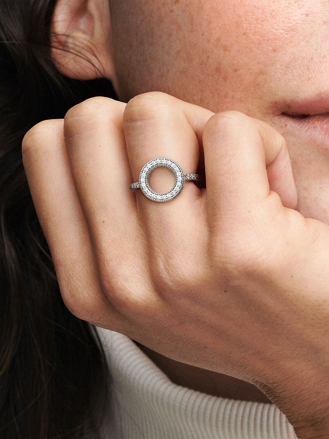 Hearts of Pandora Halo Ring with Clear Zirconia