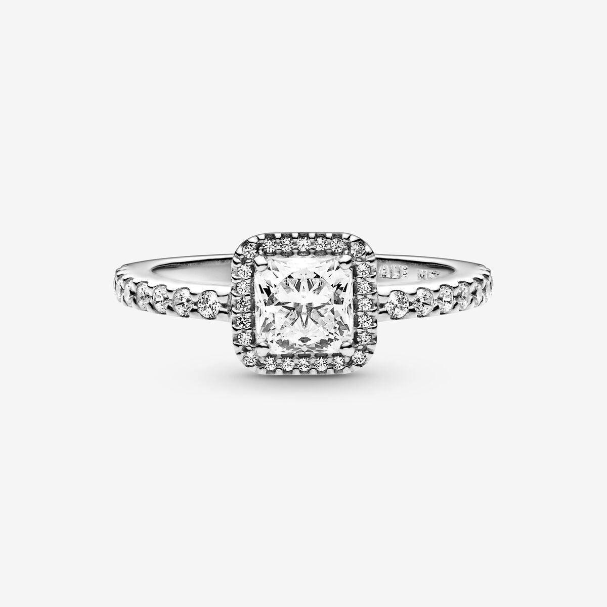 Square Sparkle Halo Ring - Pandora West Africa Jewelry This stunning vintage-inspired ring is one you'll treasure forever. Crafted in sterling silver, this sophisticated style is embellished with sparkling cubic zirconia stones and features a large, square-cut stone as the centerpiece. Wear it on its own as a statement cocktail ring, or style it with contrasting Pandora rings for a fresh, contemporary look. (198863C01)