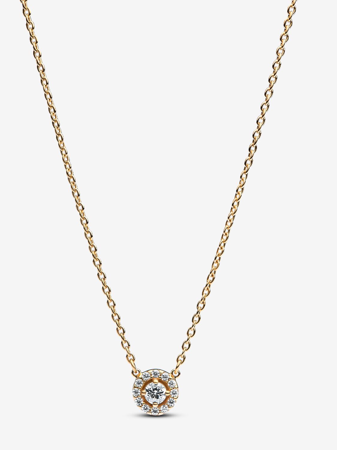Round Pavé Halo Pendant Necklace