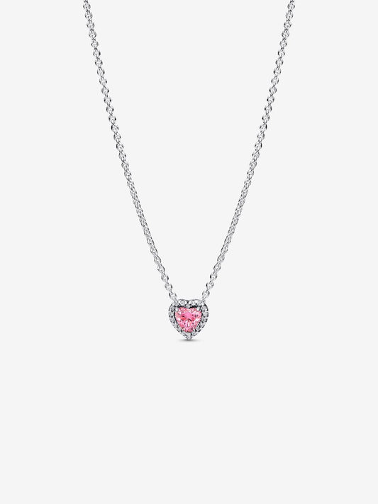 Pink Elevated Heart Necklace Sterling silver