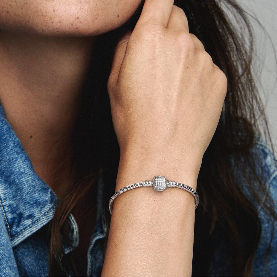 Pandora Moments Sparkling Pavé Clasp Snake Chain Bracelet