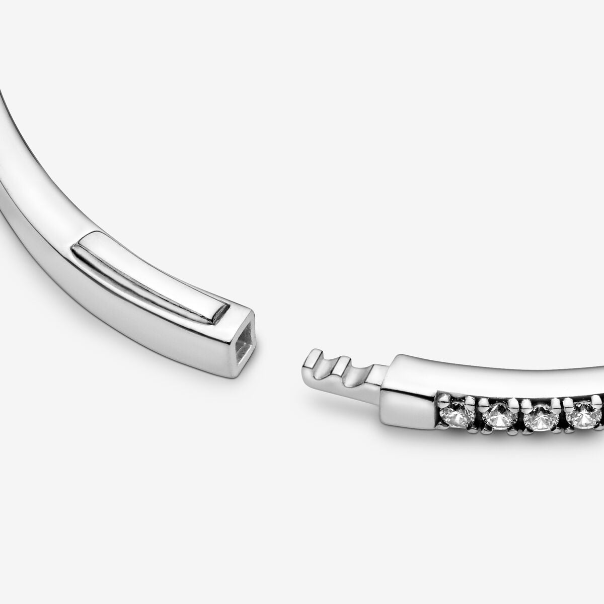 SALE - Wishbone silver bangle with clear cubic zirconia