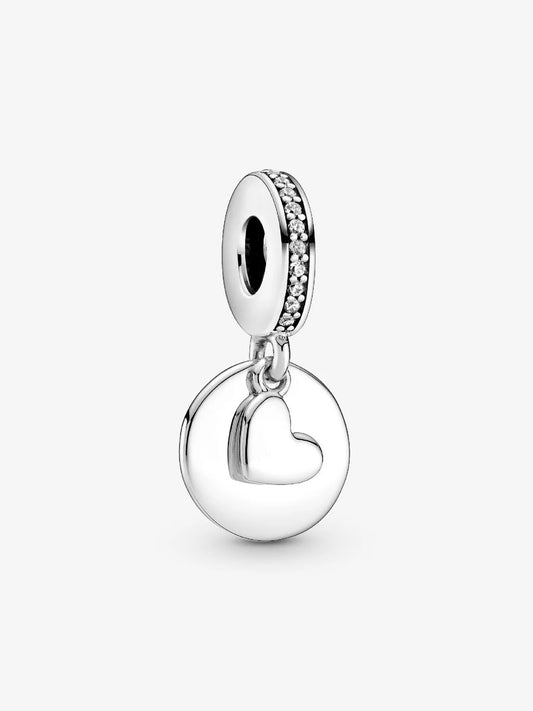 Engravable Heart Disc Dangle Charm