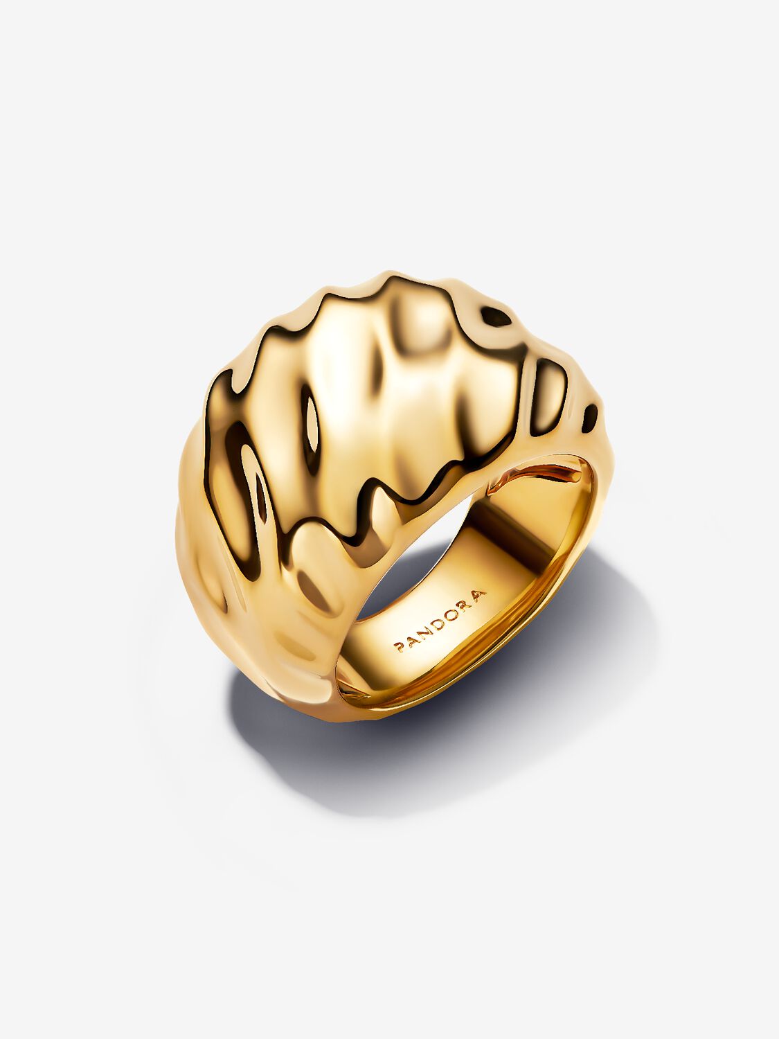 Rippled 14k plated Statement Ring 163884C00 /2025 D