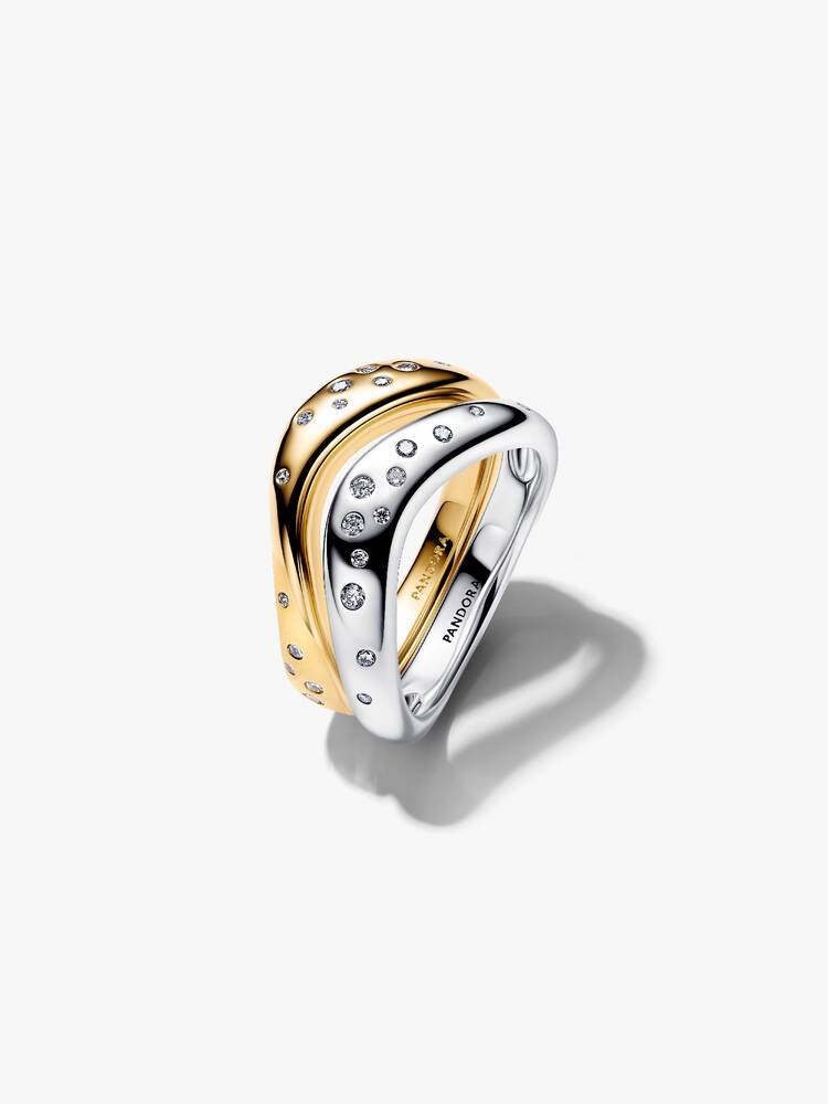 Organically Shaped Two-Tone Stacking Rings Pandora West Africa