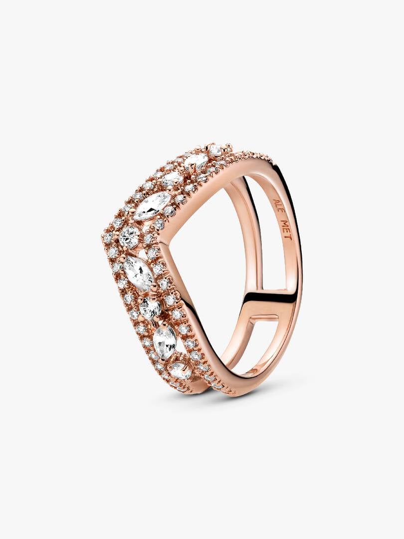 Sparkling Marquise Double Wishbone Ring