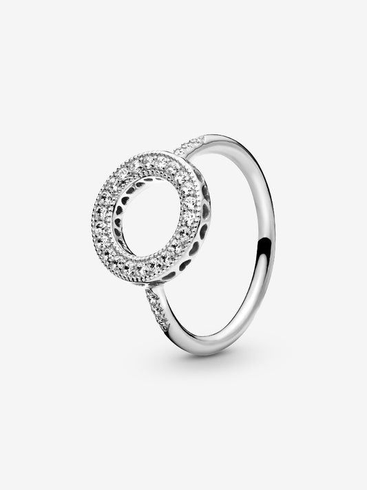 Hearts of Pandora Halo Ring with Clear Zirconia