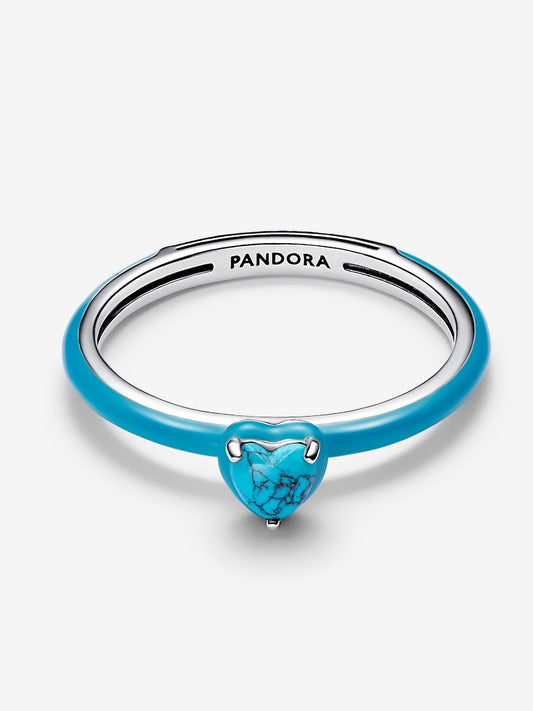 Turquoise-coloured Heart Stone Ring Sterling silver 193828C01 /2025 D