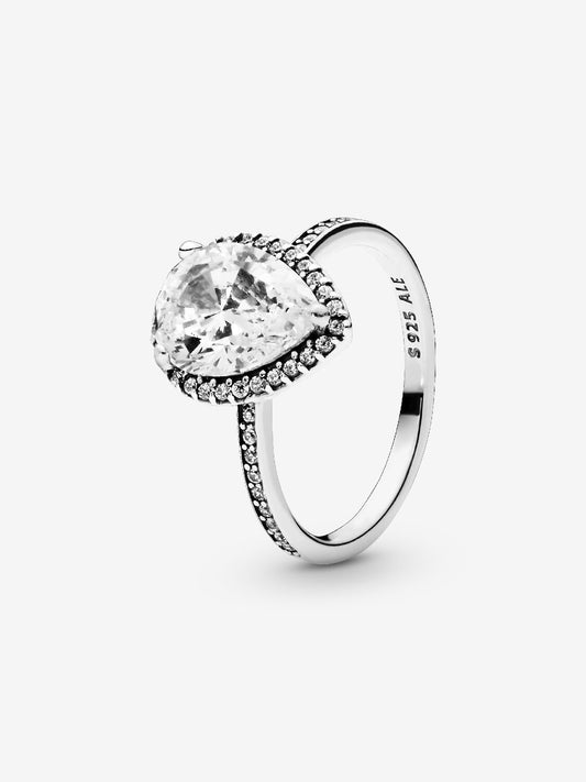 Radiant Teardrop Ring with Large Clear Zirconia