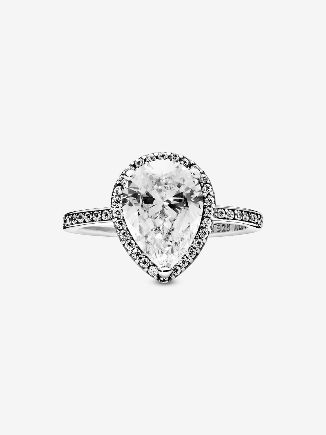 Radiant Teardrop Ring with Large Clear Zirconia