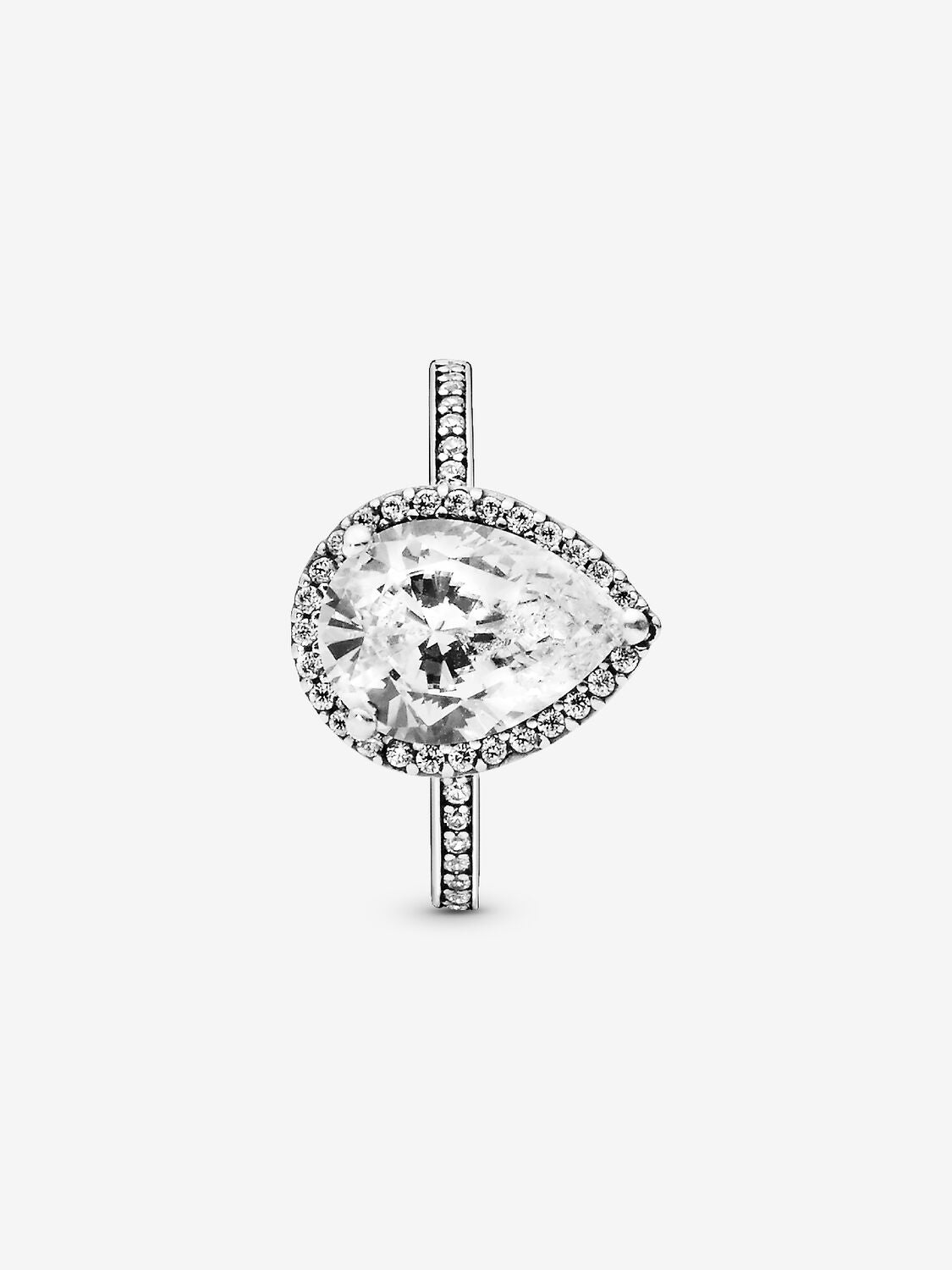 Radiant Teardrop Ring with Large Clear Zirconia Pandora West Africa