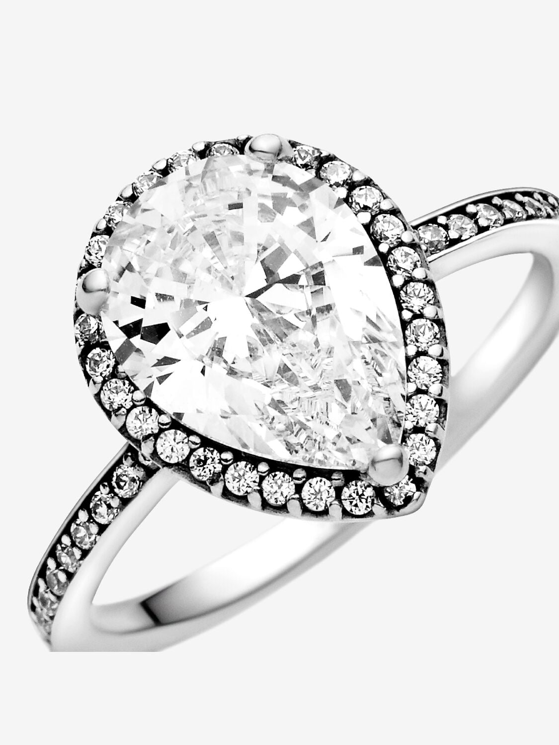 Radiant Teardrop Ring with Large Clear Zirconia Pandora West Africa