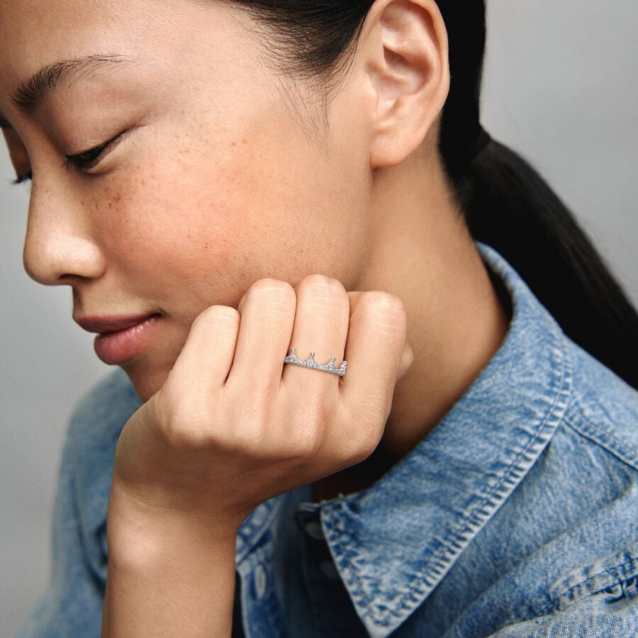 Enchanted Crown Ring with Clear Zirconia