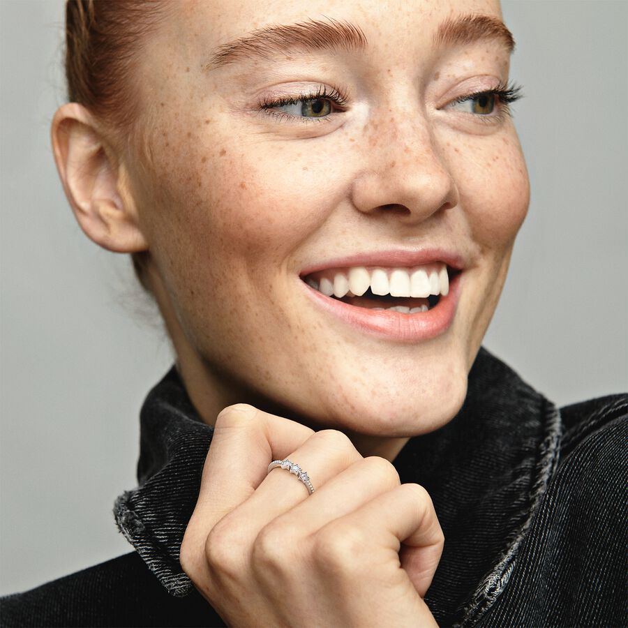 Celestial Stars Ring - Pandora West Africa Rings Aim for the moon and you'll land among the stars, as the famous saying goes. Capture the enchantment and wonder of the vast night sky with a delicate sterling silver ring featuring sparkling clear stones in dreamy starry shapes. Wear as a reminder to keep the magic alive in your day to day life, or keep it as a special occasion piece, which you bring out whenever you want to dazzle with your individual style. (198492C01-48)  