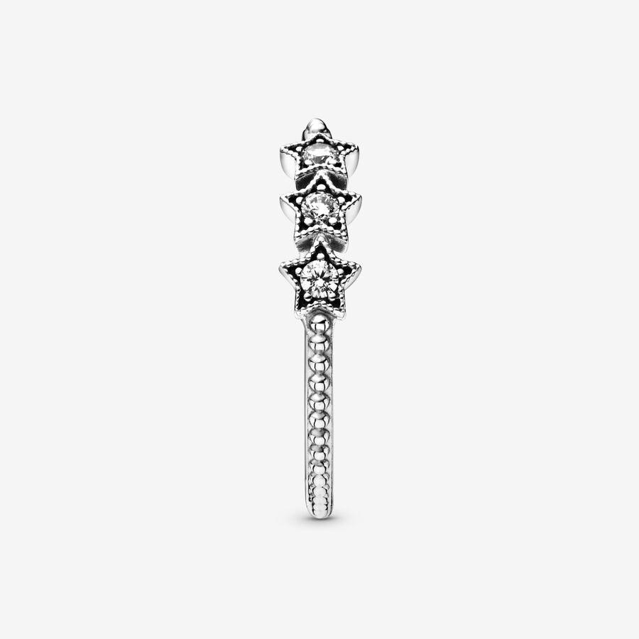 Celestial Stars Ring - Pandora West Africa Rings Aim for the moon and you'll land among the stars, as the famous saying goes. Capture the enchantment and wonder of the vast night sky with a delicate sterling silver ring featuring sparkling clear stones in dreamy starry shapes. Wear as a reminder to keep the magic alive in your day to day life, or keep it as a special occasion piece, which you bring out whenever you want to dazzle with your individual style. (198492C01-48)  
