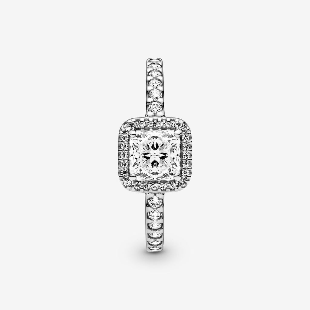 Square Sparkle Halo Ring - Pandora West Africa Jewelry This stunning vintage-inspired ring is one you'll treasure forever. Crafted in sterling silver, this sophisticated style is embellished with sparkling cubic zirconia stones and features a large, square-cut stone as the centerpiece. Wear it on its own as a statement cocktail ring, or style it with contrasting Pandora rings for a fresh, contemporary look. (198863C01)  