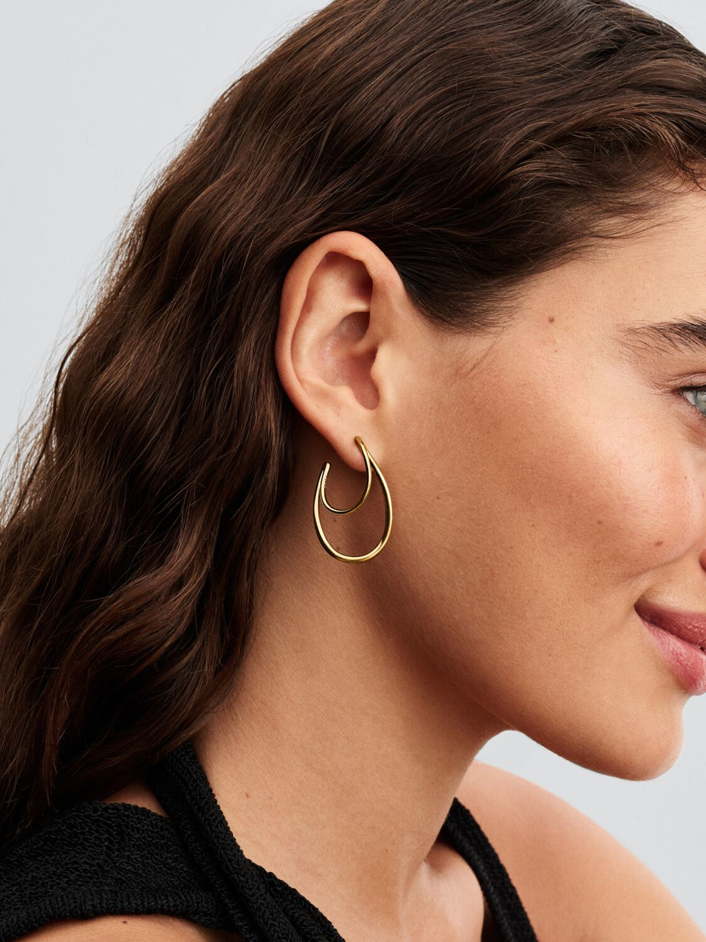 Organically Shaped Double Hoop Earrings
