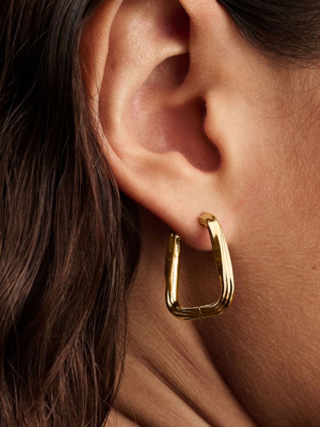 Twisted Triangle Large Hoop Earrings 14k gold plating