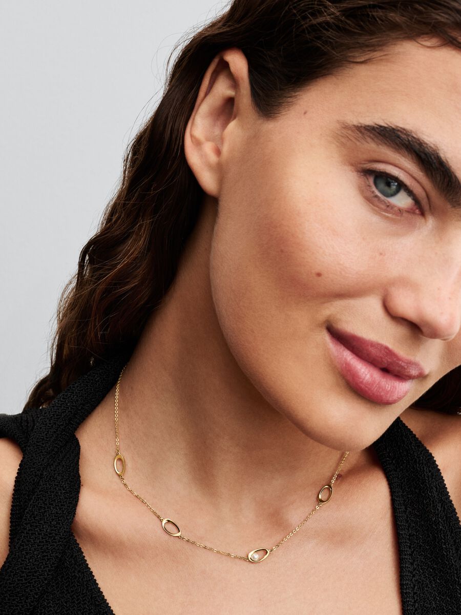 Organically Shaped Oval & Treated Freshwater Cultured Pearl Necklace