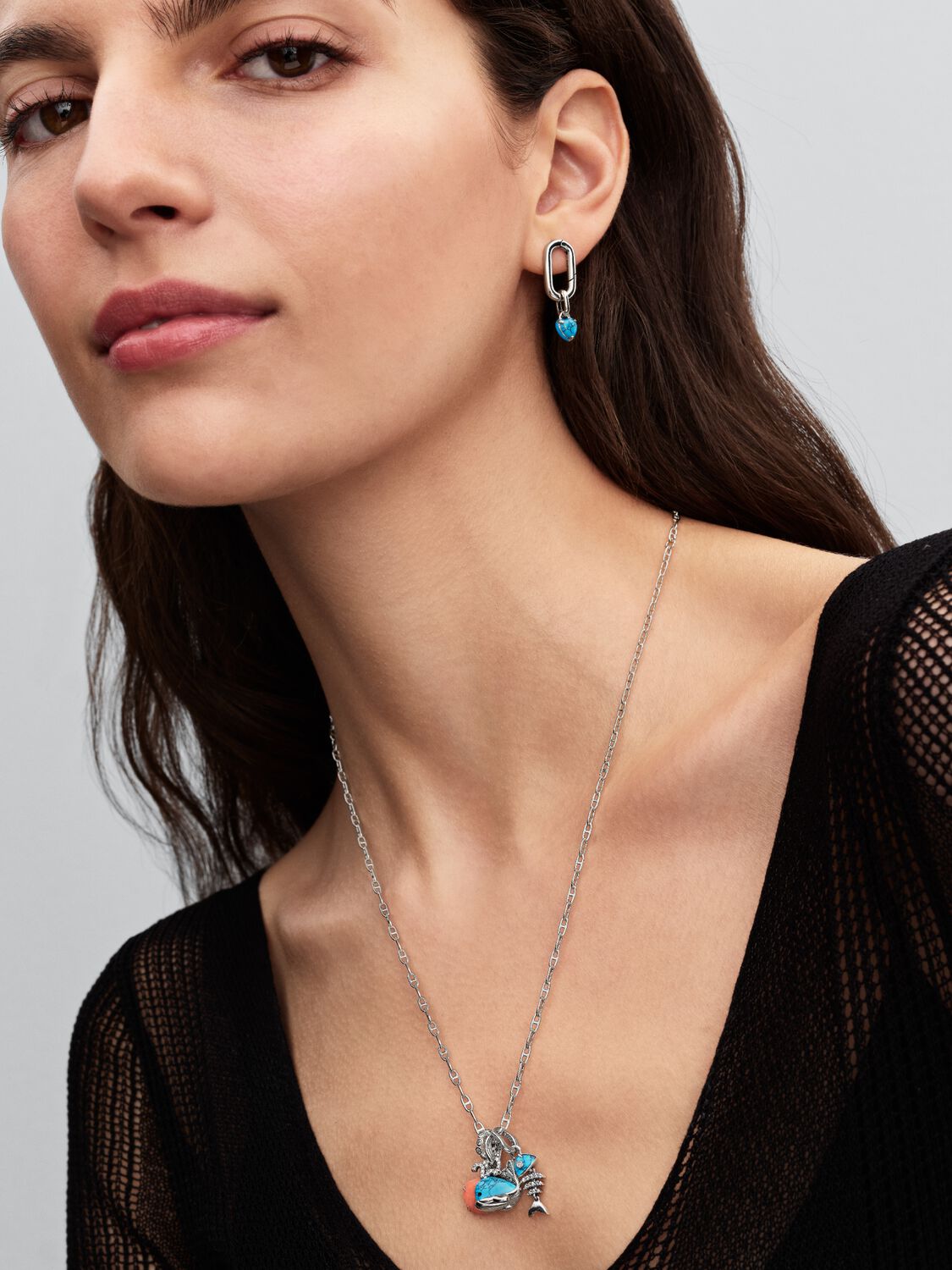 Turquoise-coloured Heart Mini Dangle Charm