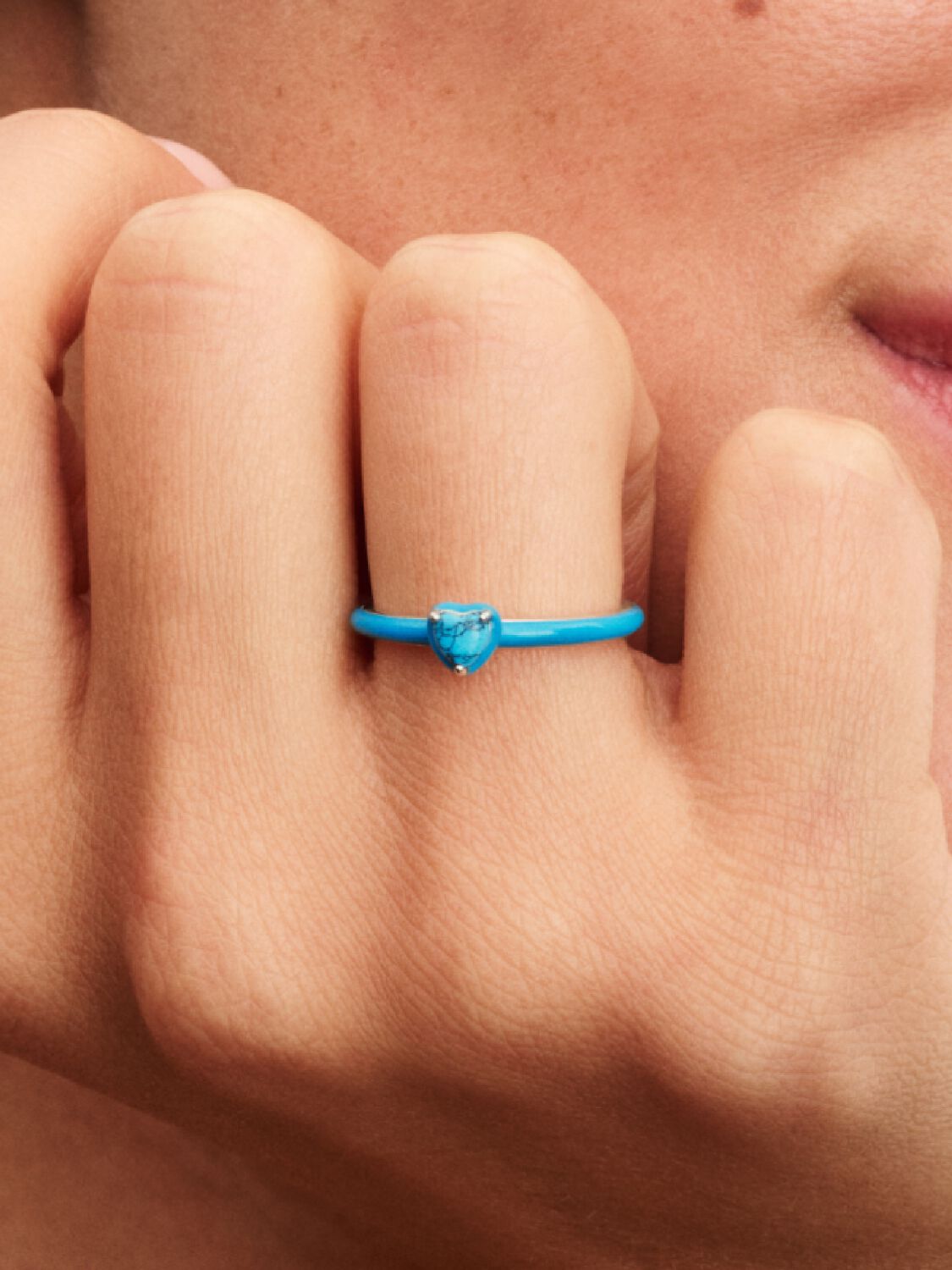 Turquoise-coloured Heart Stone Ring Sterling silver 193828C01-56 /2025 D