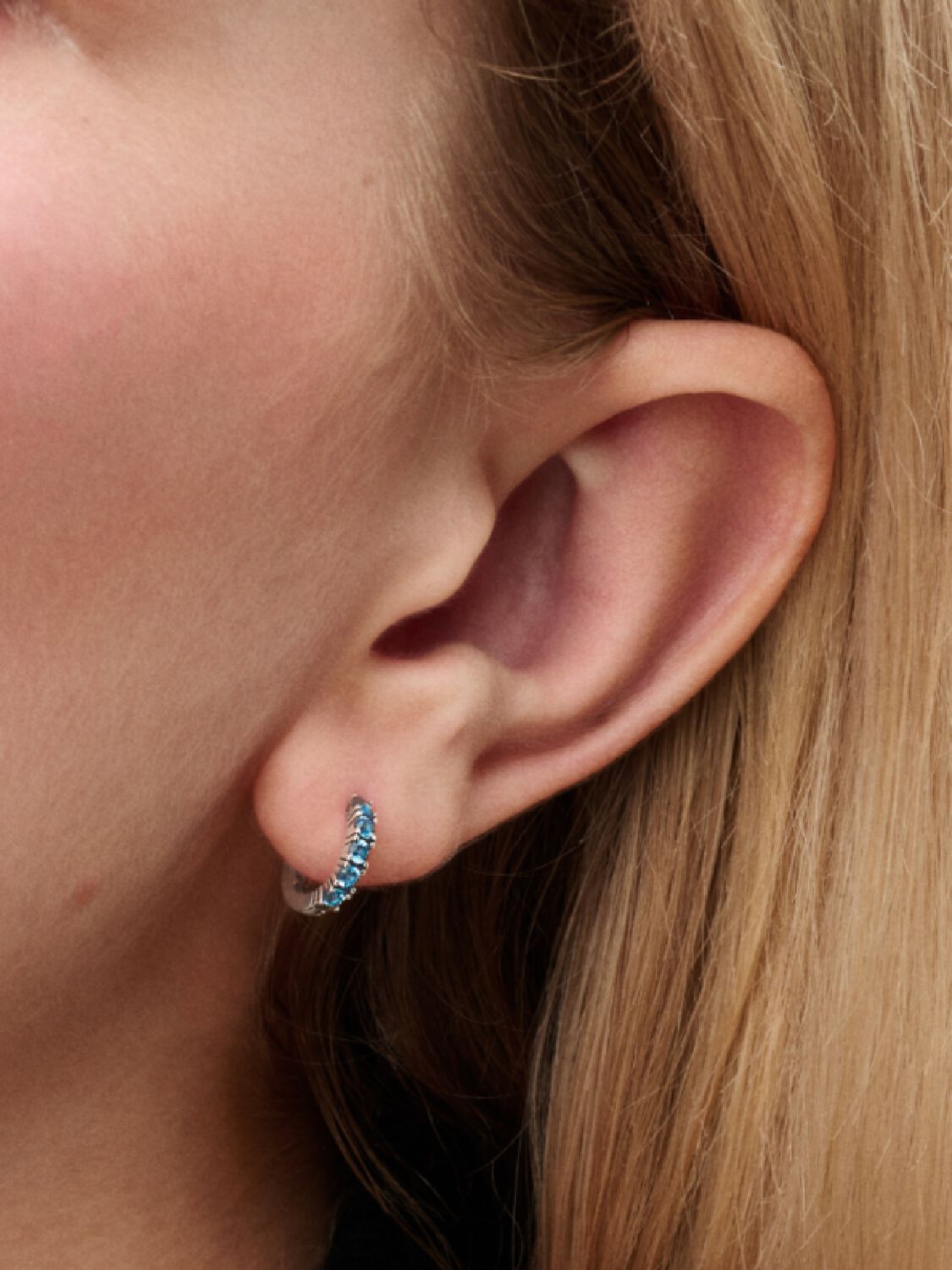 Light Blue Huggie Earrings Sterling silver 293849C01