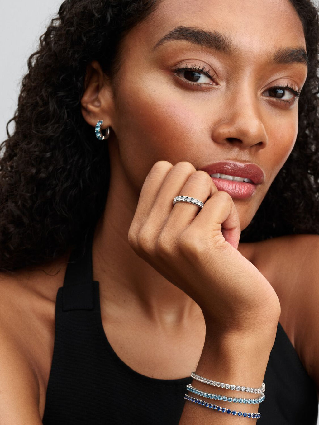 Light Blue Hoop Earrings Sterling silver