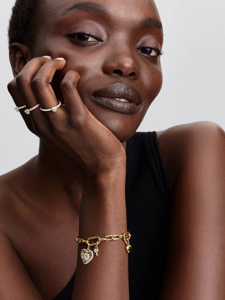 Radiating White Heart Medallion Charm