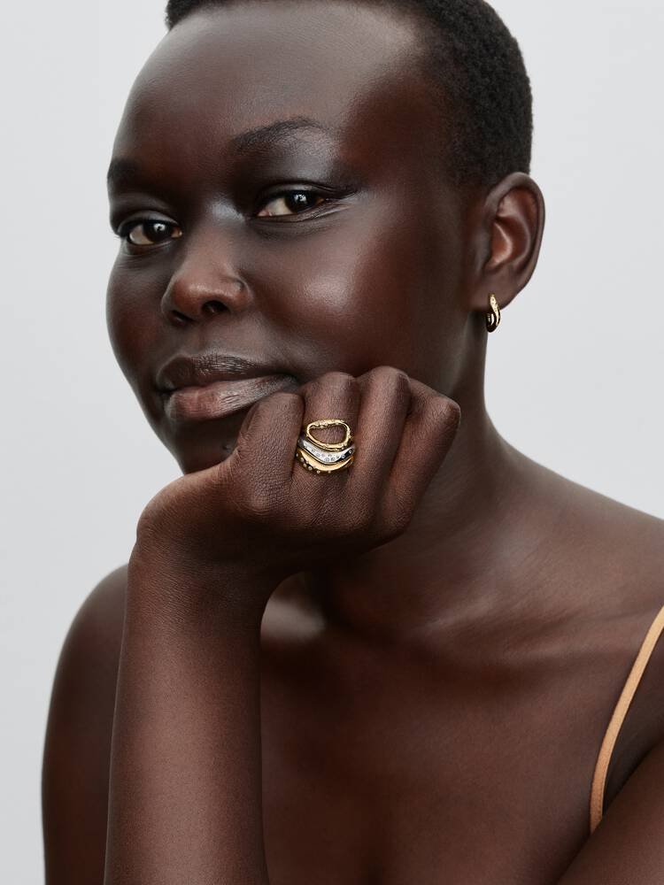 Organically Shaped Stone-Set Hoop Earrings Pandora West Africa