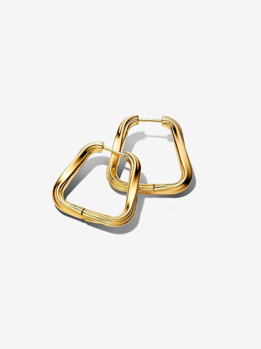 Twisted Triangle Large Hoop Earrings 14k gold plating