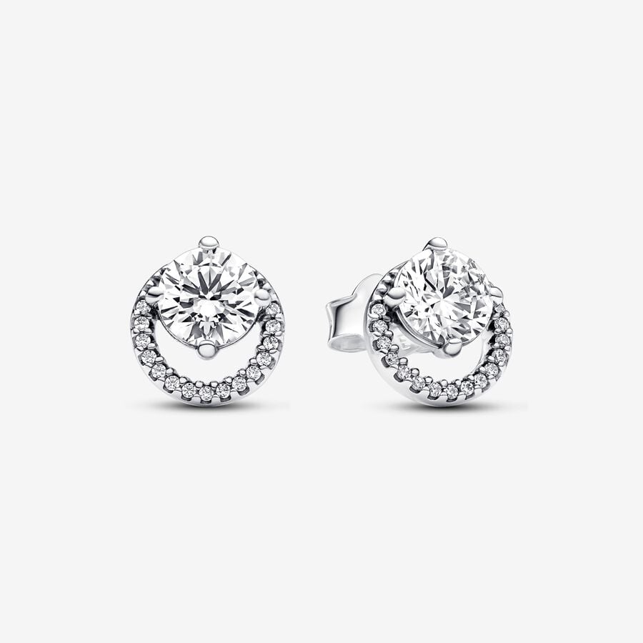 Sparkling Round Halo Stud Earrings