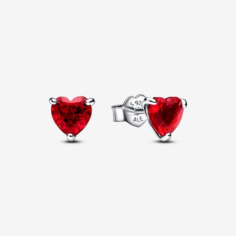 Red Heart Stud Earrings - Pandora West Africa Earrings Turn up the romance with our Red Heart Stud Earrings. Heart-shaped faceted red man-made crystals sparkle in a sterling silver three-prong setting. Make a bold declaration of love and pair this set with other heart pieces. 292549C01  