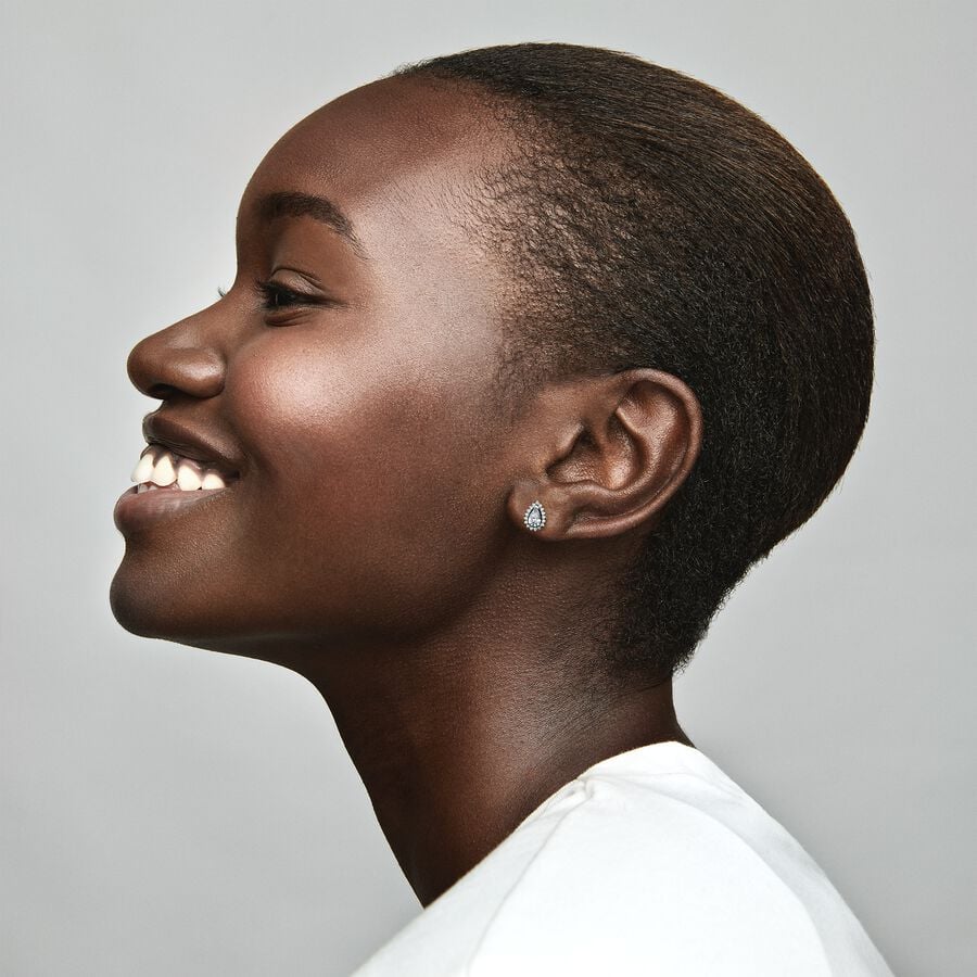 Sparkling Pear Halo Stud Earrings Pandora West Africa