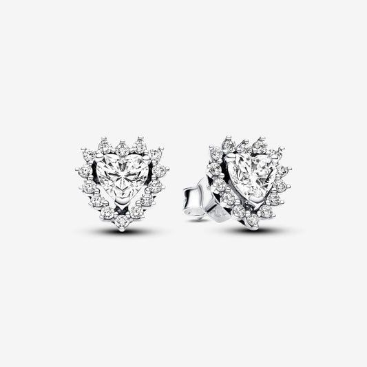 Heart sterling silver stud earrings