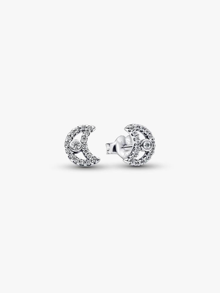 Sparkling Moon Stud Earrings