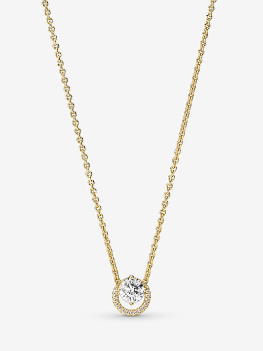 Sparkling Round Halo Pendant Collier Necklace
