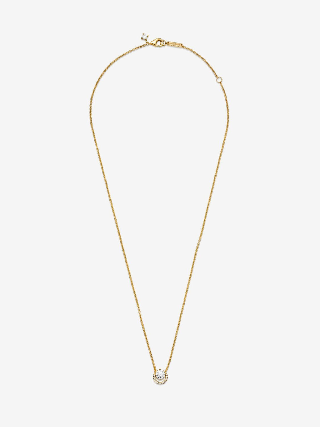 Sparkling Round Halo Pendant Collier Necklace