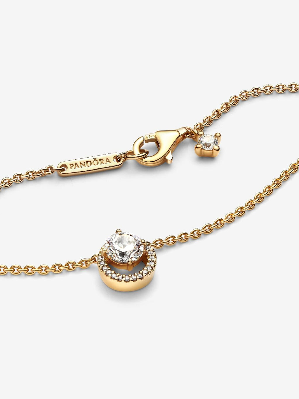 Sparkling Round Halo Pendant Collier Necklace