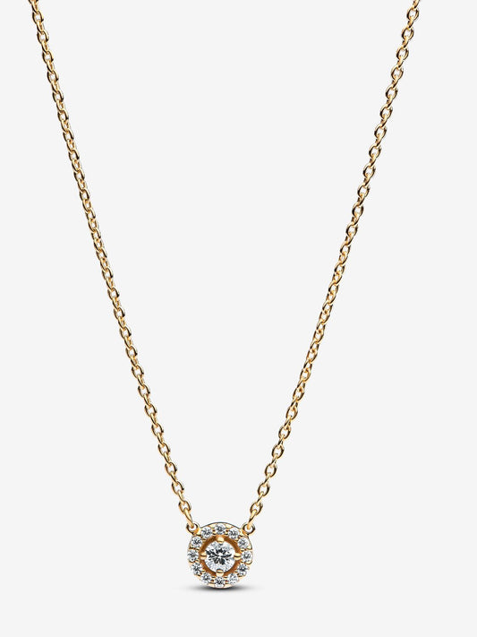 Round Pavé Halo Pendant Necklace