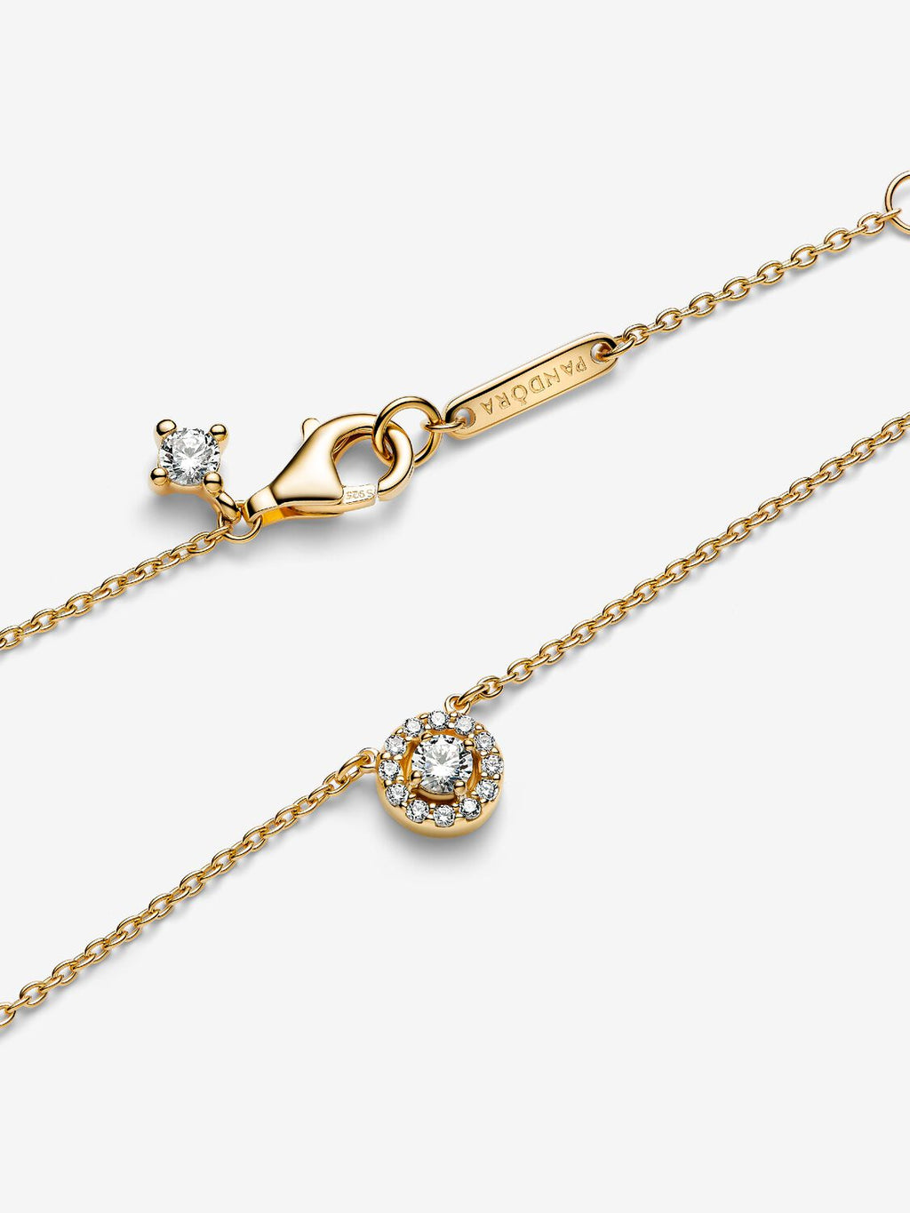 Round Pavé Halo Pendant Necklace