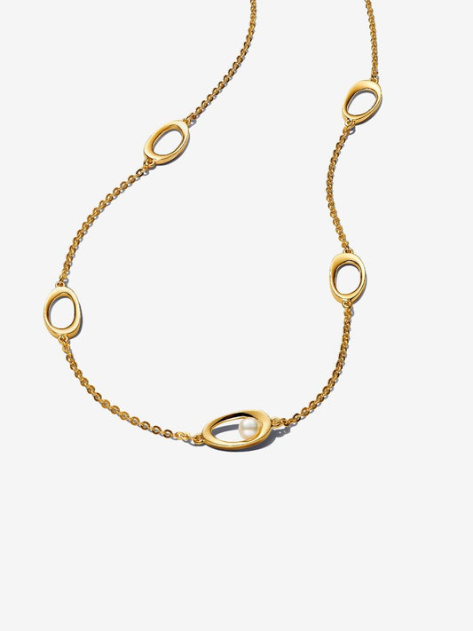 Organically Shaped Oval & Treated Freshwater Cultured Pearl Necklace