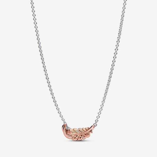 Two-Tone Floating Curved Feather Collier Necklace