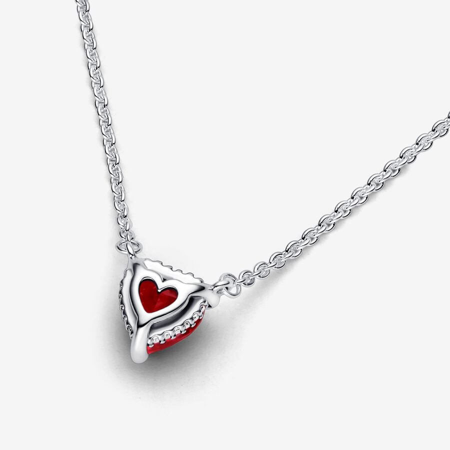 Sparkling Heart Halo Pendant Collier Necklace