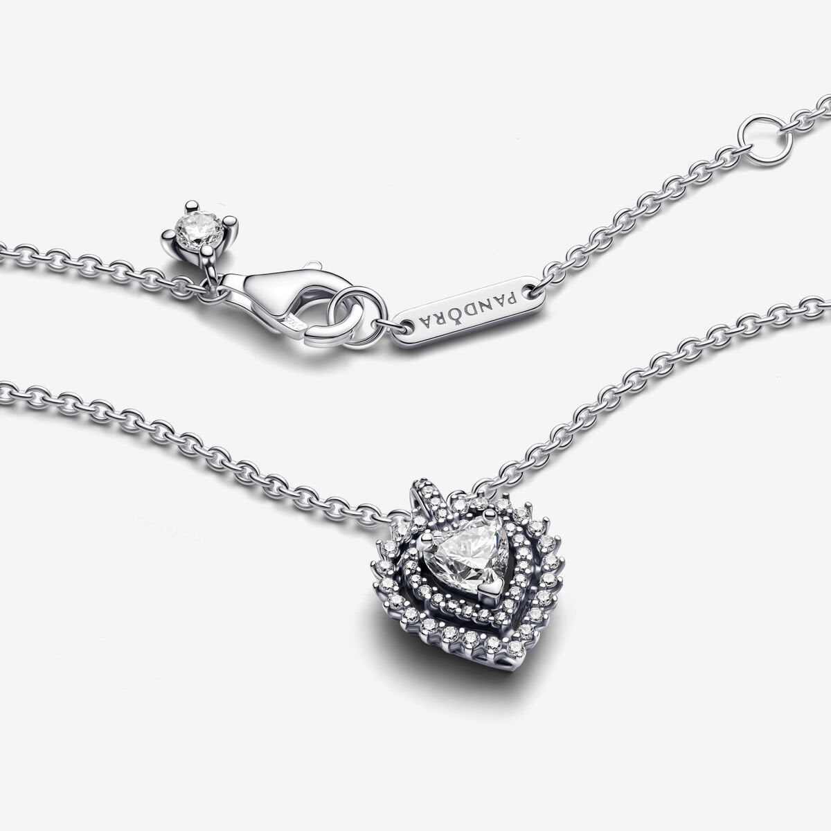 Sparkling Heart Halo Pendant Necklace