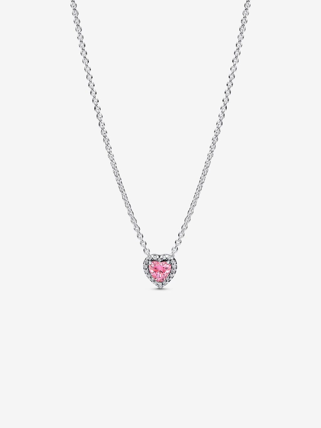 Pink Elevated Heart Necklace Sterling silver