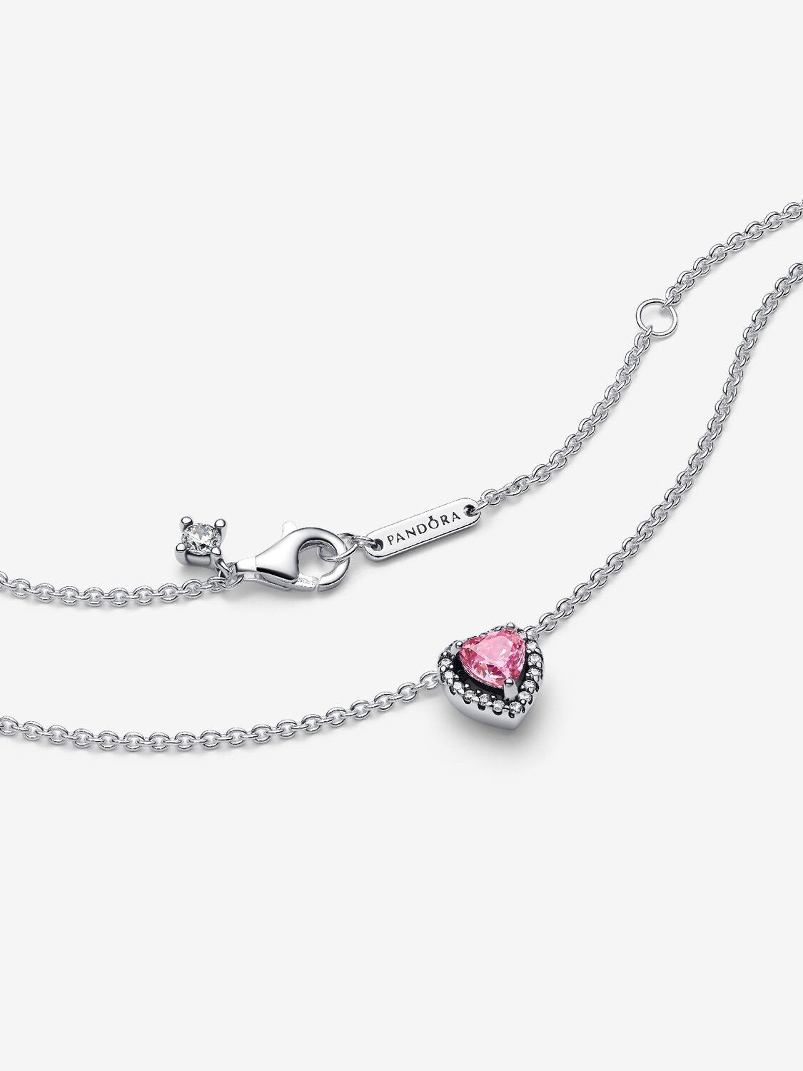 Pink Elevated Heart Necklace Sterling silver