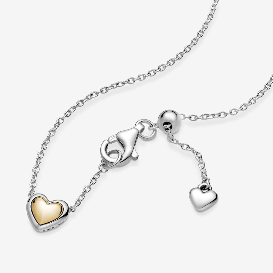Domed Golden Heart Collier Necklace