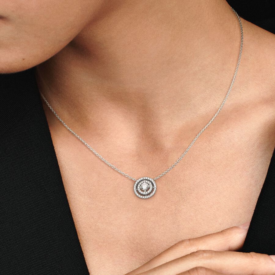 Sparkling Double Halo Collier Necklace