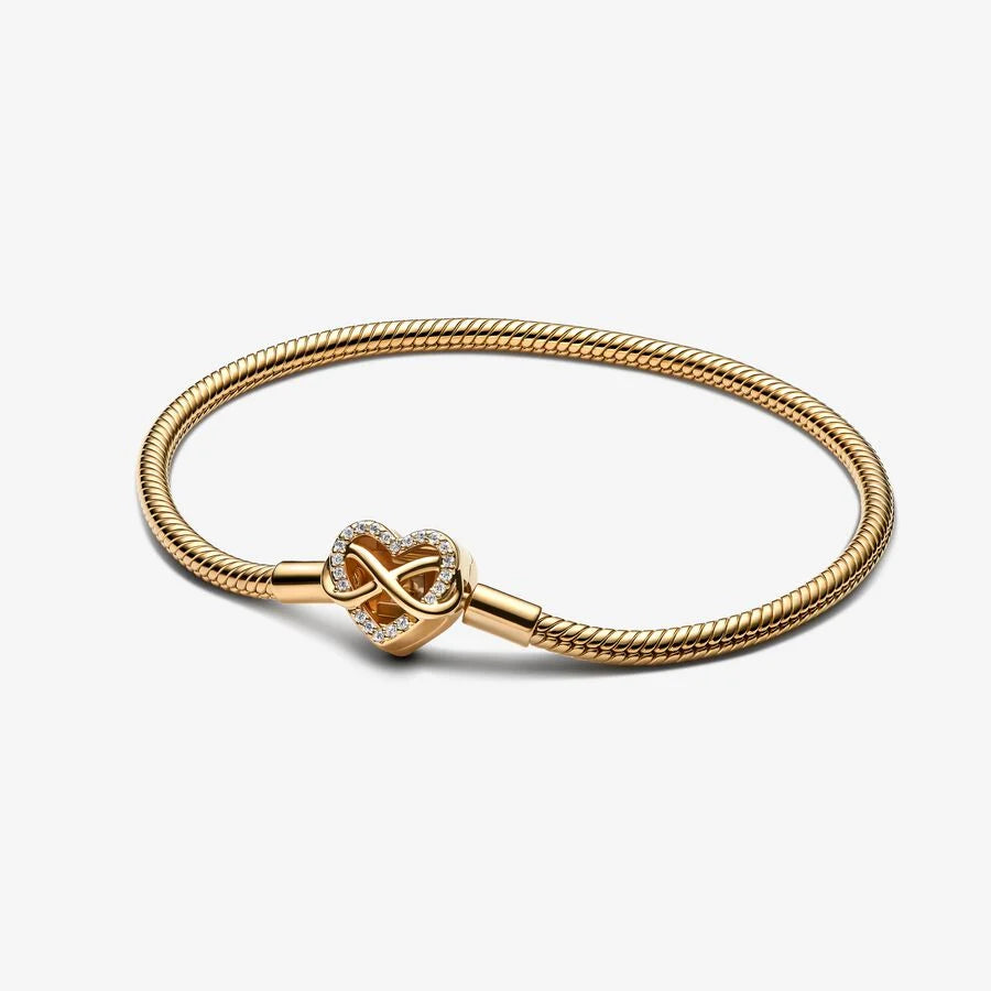 Sparkling Infinity Heart Clasp Snake Chain Bracelet